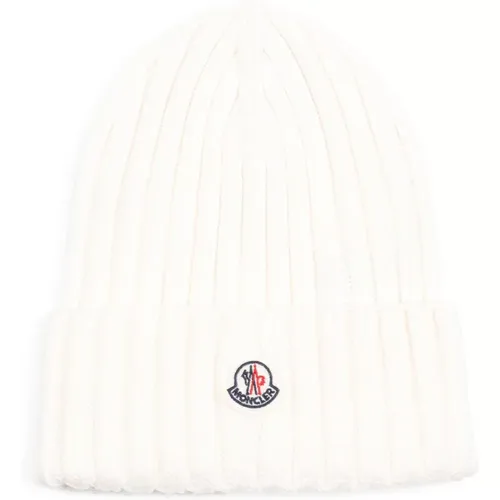 Weiße Virgin Wool Hat , Damen, Größe: ONE Size - Moncler - Modalova