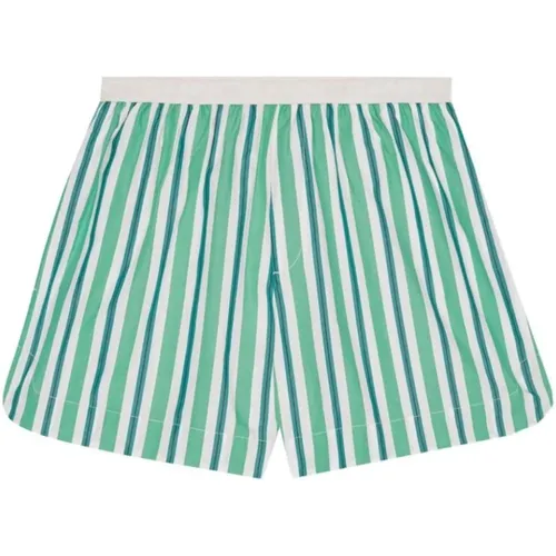 Striped Elastic Waist Shorts , female, Sizes: S - Ganni - Modalova