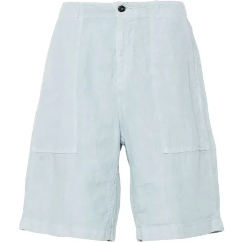 Sky Linen Shorts , male, Sizes: W34, W36, W32 - Eleventy - Modalova