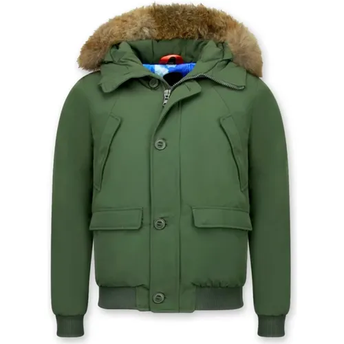 Trendy winter jackets - Men jacket with fur collar - 8002Bpmg , male, Sizes: S, 2XL, XL, M, L - Enos - Modalova