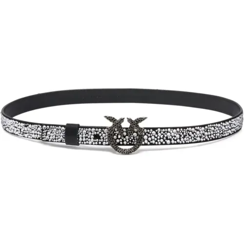 Suede Belt with Rhinestone Detail , female, Sizes: L, XS, M, S - pinko - Modalova