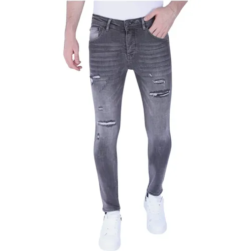 Stone-Washed Slim-Fit Herrenjeans Mit Stretch - 1093 , Herren, Größe: W30 - Local Fanatic - Modalova