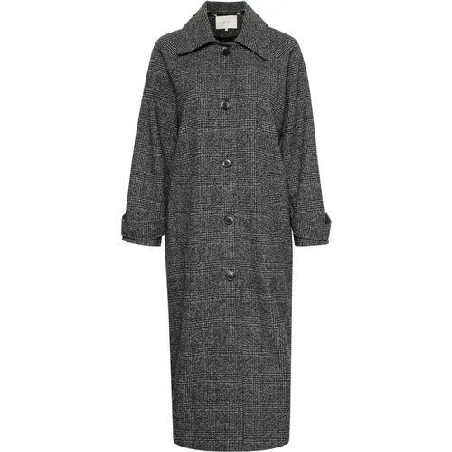 Stylish Coat Jacket Black/Grey Check , female, Sizes: 2XL, XS - Kaffe - Modalova