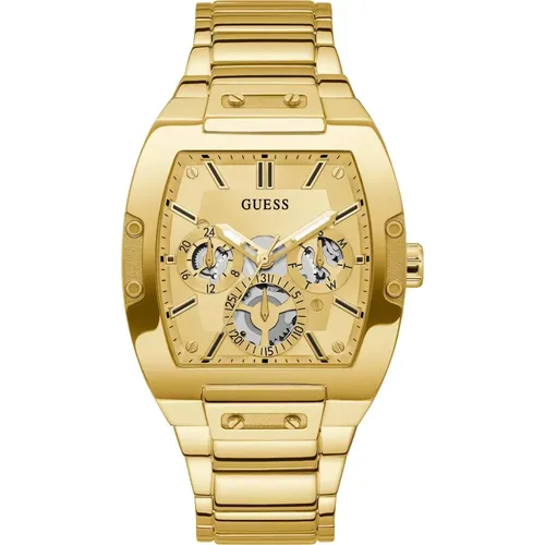Gold Stainless Steel Analog Watch , male, Sizes: ONE SIZE - Guess - Modalova