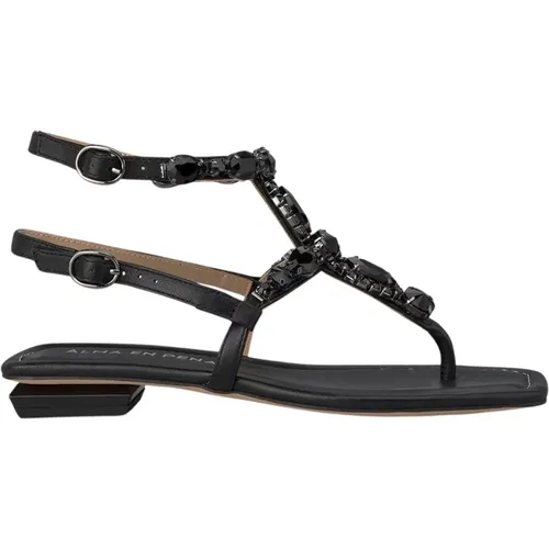 Flat Greek Sandal with Ankle Strap , female, Sizes: 7 UK, 8 UK, 5 UK, 9 UK, 3 UK, 6 UK, 4 UK - Alma en Pena - Modalova