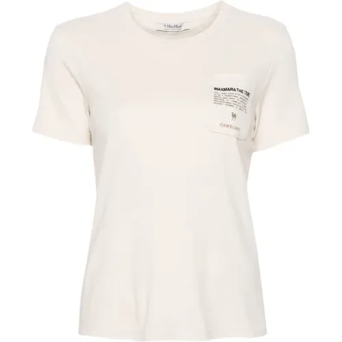 Weißes T-Shirt mit Taschendetail , Damen, Größe: M - Max Mara - Modalova