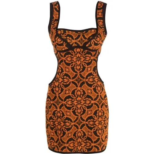 Sunset Orange Cut-Out Minidress , female, Sizes: L, S - Marine Serre - Modalova