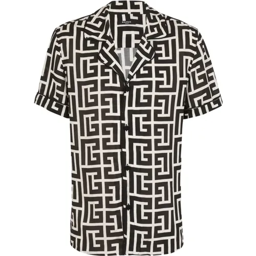 Short-sleeved PB Labyrinth pyjama shirt , male, Sizes: S - Balmain - Modalova