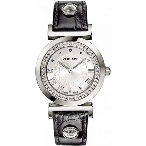 Ladies Leather Band Quartz Watch , female, Sizes: ONE SIZE - Versace - Modalova