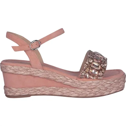 Rhinestone Wedge Sandal with Braided Band , female, Sizes: 8 UK, 4 UK, 5 UK, 3 UK, 7 UK, 6 UK - Alma en Pena - Modalova