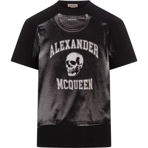 Grafisches Skull Logo Schwarzes T-Shirt , Herren, Größe: L - alexander mcqueen - Modalova