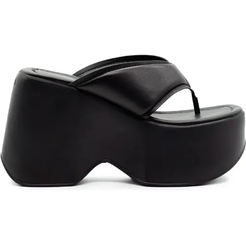 Weiche Schwarze Nappa-Kalbsleder Flip-Flops , Damen, Größe: 39 EU - Vic Matié - Modalova