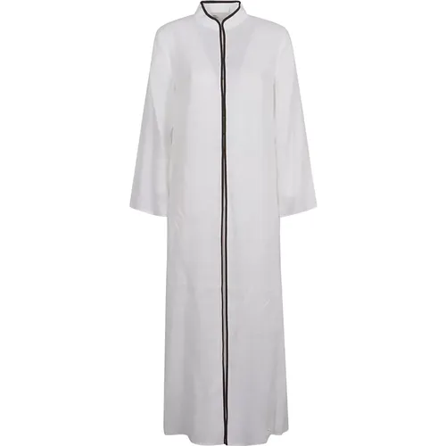 Weiße Leinen Kaftan Kleid , Damen, Größe: S - TORY BURCH - Modalova