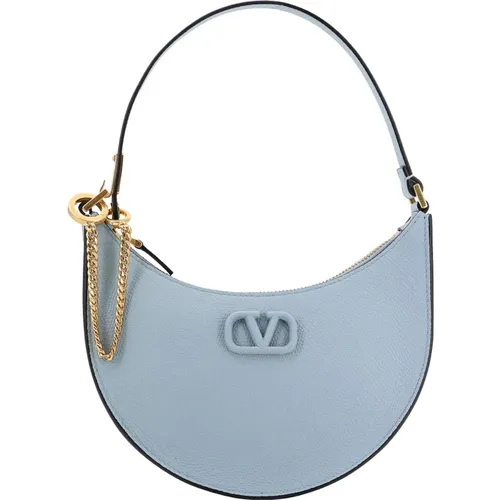 Blaue Leder-Schultertasche mit Reißverschluss - Valentino Garavani - Modalova