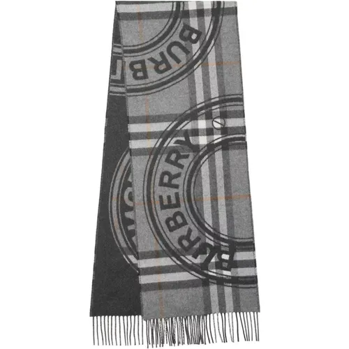 Designer Cashmere Scarf with Check Pattern , male, Sizes: ONE SIZE - Burberry - Modalova