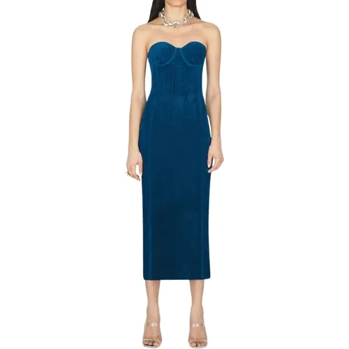 Titan Velvet Bustier Kleid Blau - Galvan London - Modalova