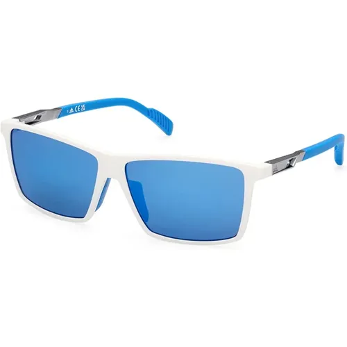 Blue Mirrored Sunglasses , male, Sizes: 60 MM - Adidas - Modalova