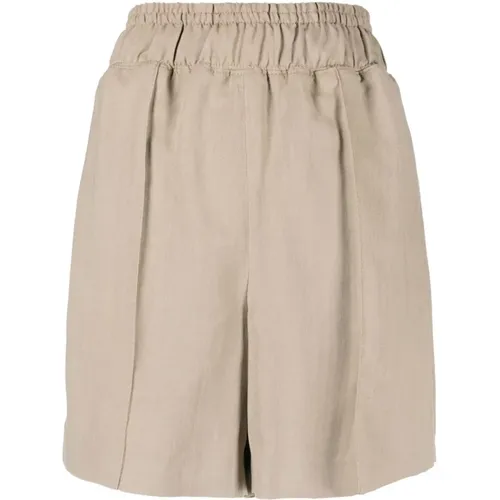Linen/Viscose Shorts, Front Pockets , female, Sizes: XS - BRUNELLO CUCINELLI - Modalova