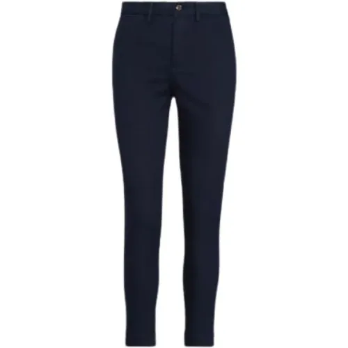 Marineblaue Slim Fit Hose aus Baumwollmischung , Damen, Größe: 2XS - Polo Ralph Lauren - Modalova