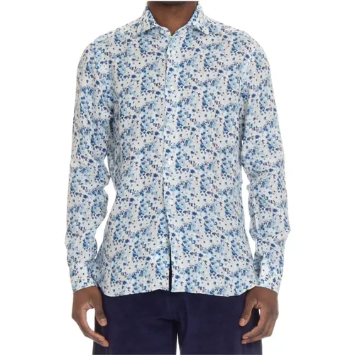 Floral Linen Tailored Shirt , male, Sizes: 2XL - Barba - Modalova