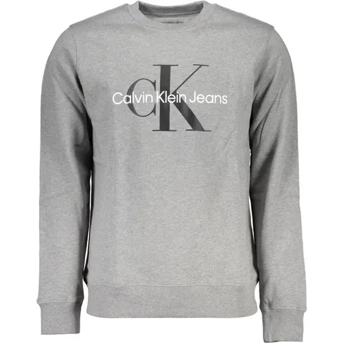 Grauer Sweatshirt mit Langen Ärmeln und Print , Herren, Größe: 2XL - Calvin Klein - Modalova