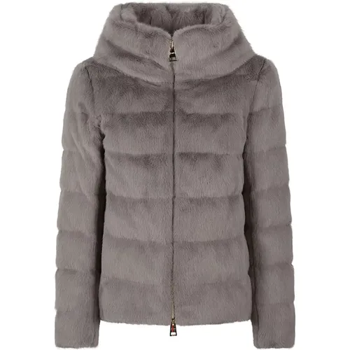 Grey Down Jacket with Synthetic Material , female, Sizes: XS - Herno - Modalova