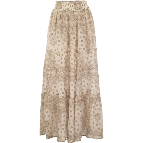 Cheyenne Long Skirt In Cotton And Silk. , female, Sizes: L, S, XS, M - MC2 Saint Barth - Modalova