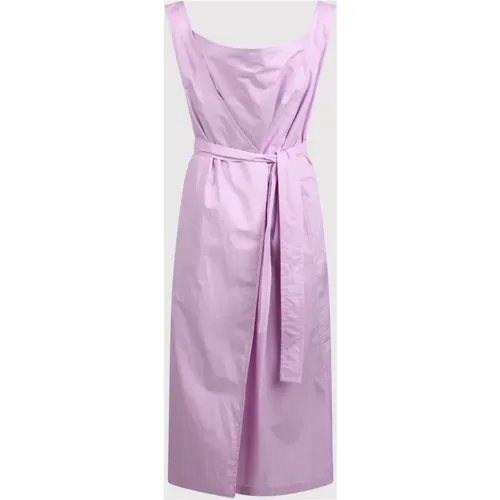 Baumwoll Midi Kleid mit Gürtel , Damen, Größe: S - Plan C - Modalova