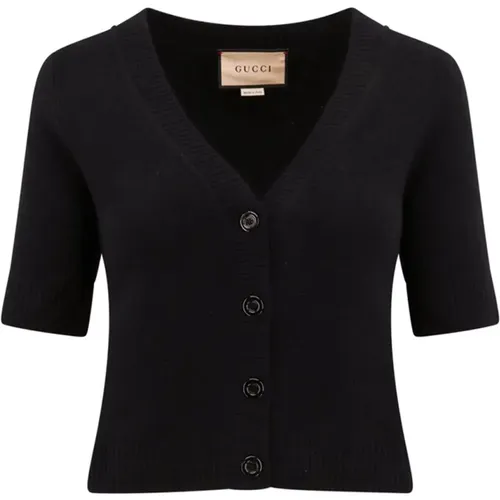 Wool Cardigan with Short Sleeves , female, Sizes: M - Gucci - Modalova