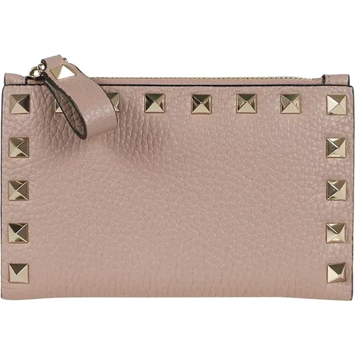 Rockstud Coin Card Purse Garnet Calfskin , female, Sizes: ONE SIZE - Valentino Garavani - Modalova