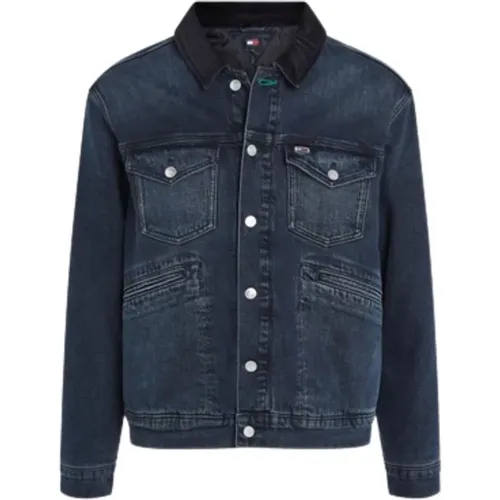 Denim Stretch Coat Faded Stitching , male, Sizes: M - Tommy Hilfiger - Modalova