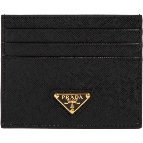 Leather Card Holder Wallet , female, Sizes: ONE SIZE - Prada - Modalova