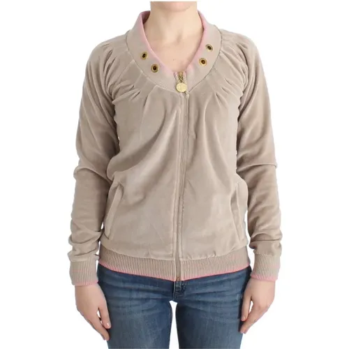 Cavalli velvet zipup sweater , female, Sizes: XS - Roberto Cavalli - Modalova