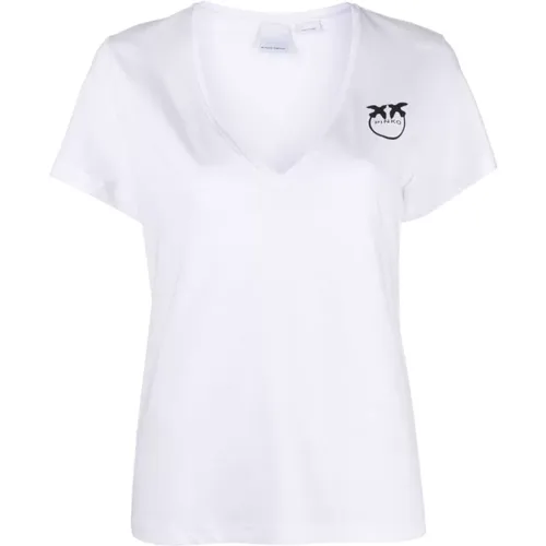 Love Birds Print T-Shirts und Polos , Damen, Größe: XS - pinko - Modalova