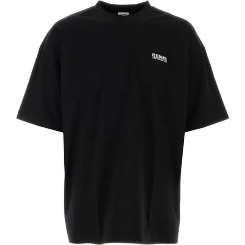 Klassisches Schwarzes Baumwoll-T-Shirt - Vetements - Modalova