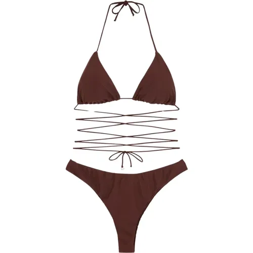 Braunes Bikini mit amerikanischem Slip , Damen, Größe: S - Me-Fui - Modalova