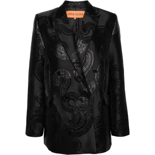 Schwarze Jacke aus recyceltem Polyester , Damen, Größe: XS - Stine Goya - Modalova