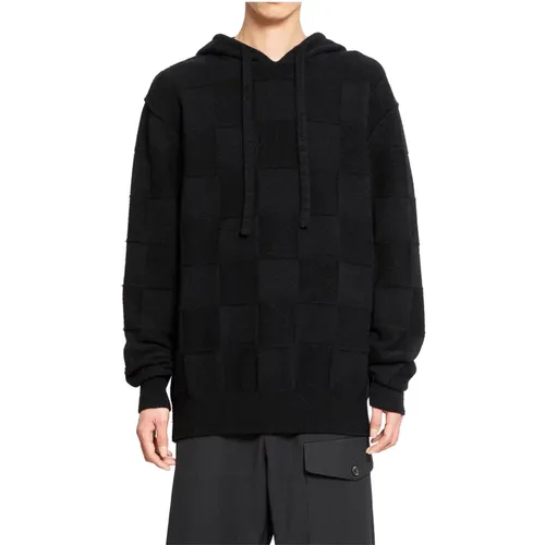 Checkered Knit Hooded Top , male, Sizes: M, S - UMA Wang - Modalova