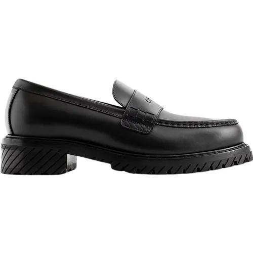 Loafers,Schwarze Leder Mokassin Schuhe - Off White - Modalova