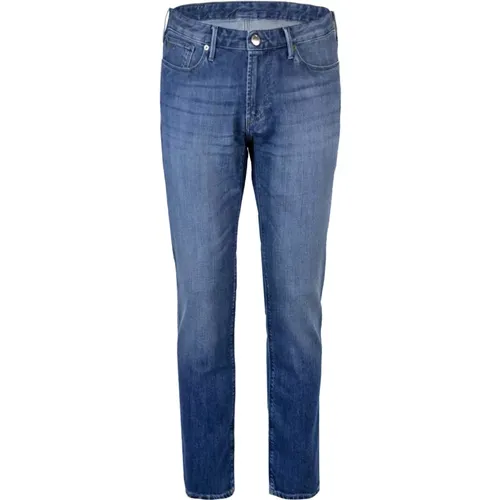 Blaue Regular Fit Delavè Jeans - Emporio Armani - Modalova