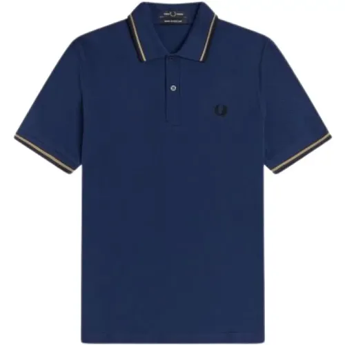 Original Twin Tipped Polo Blau Gold Schwarz , Herren, Größe: 2XS - Fred Perry - Modalova