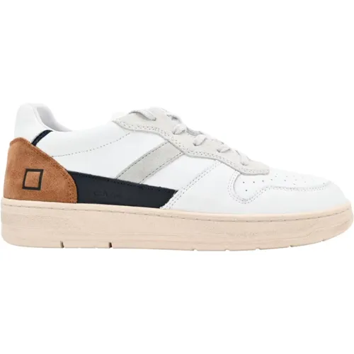 Vintage Court Sneakers Weiß Kamel , Herren, Größe: 45 EU - D.A.T.E. - Modalova