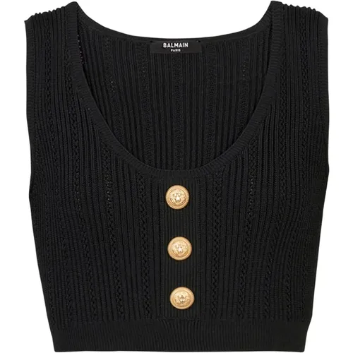 Öko-designtes gestricktes Crop-Top - Balmain - Modalova