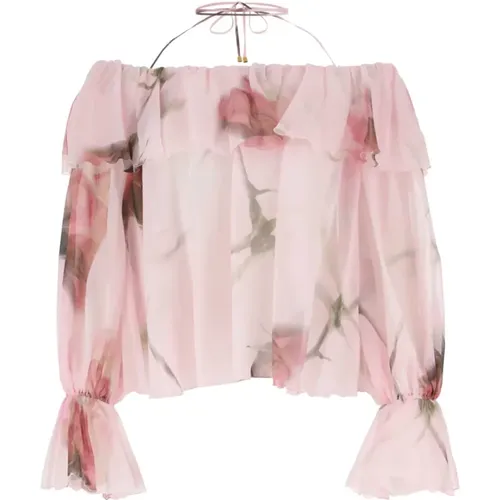 Printed silk blouse , female, Sizes: S - Blumarine - Modalova