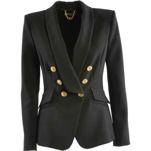 Fabric Blazer with Golden Metal Buttons , female, Sizes: XL - Elisabetta Franchi - Modalova