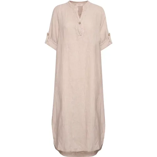 Crispy Sand Caftan Dress , female, Sizes: L, XS - Cream - Modalova