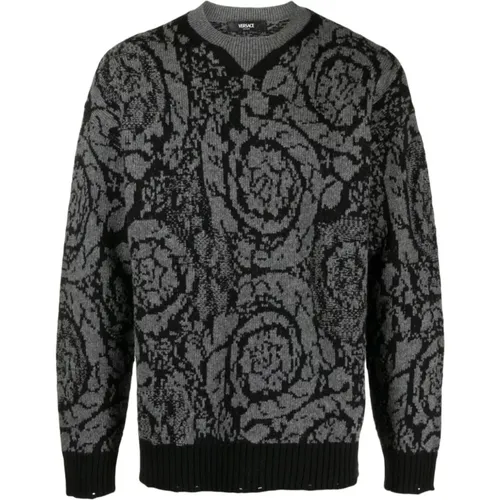 Nero Knit Sweater , male, Sizes: M, L - Versace - Modalova