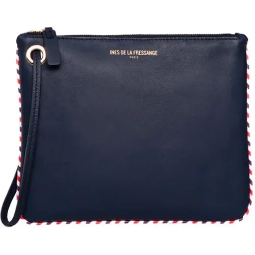 Marineblaue Lederclutch Tasche,Clutches,Rote Leder Marcia L Clutch Tasche - Ines De La Fressange Paris - Modalova