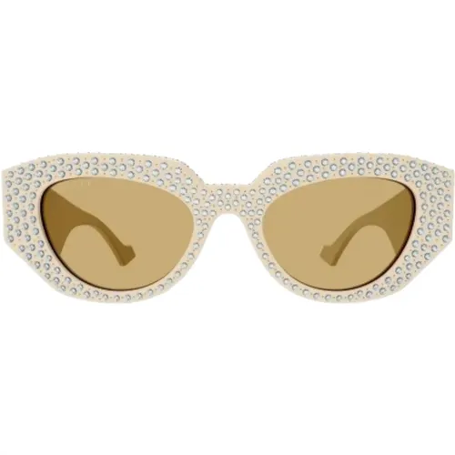 Ivory Brown Cat-Eye Sungles , female, Sizes: 51 MM - Gucci - Modalova