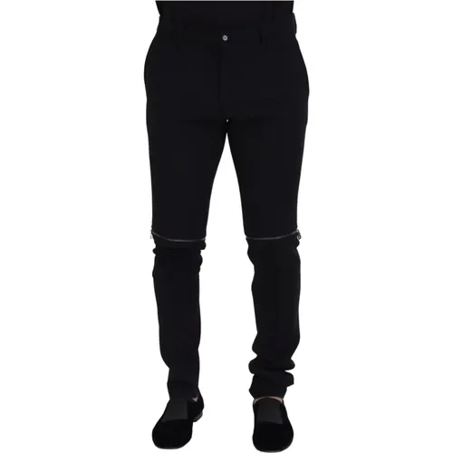 Schwarze Woll-Konvertierbare Herrenhose , Herren, Größe: XL - Dolce & Gabbana - Modalova
